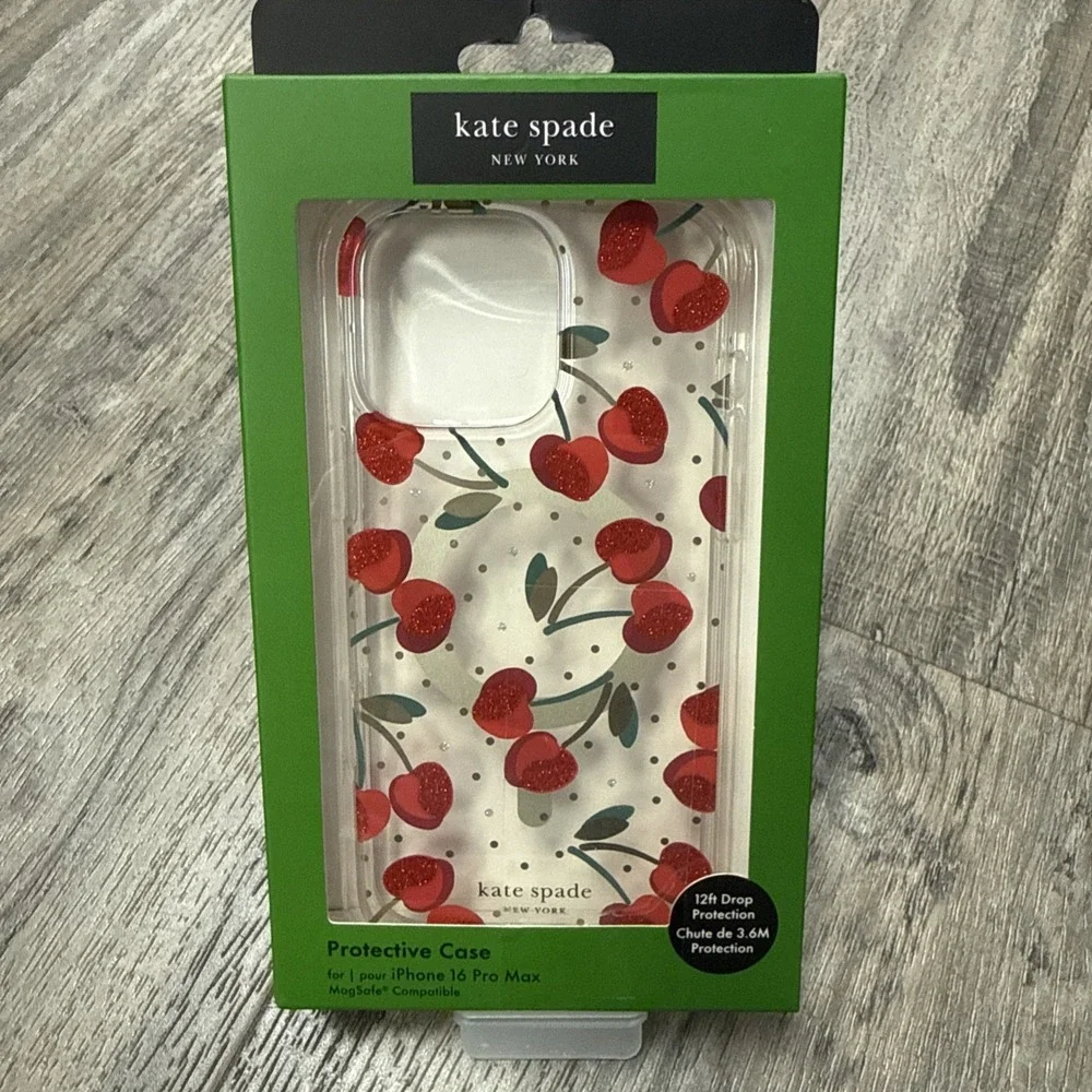 kate spade new york MagSafe Glitter Clear Case for iPhone 16 Pro Max Cherries 🍒
